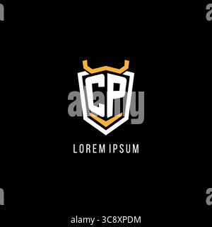 Initial CP geometric shield esport logo monogram design style vector graphic Stock Vector
