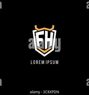 Initial FH geometric shield esport logo monogram design style vector graphic Stock Vector