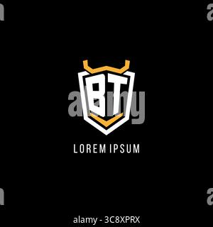 Initial BT geometric shield esport logo monogram design style vector graphic Stock Vector