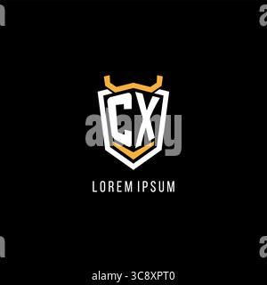 Initial CX geometric shield esport logo monogram design style vector graphic Stock Vector
