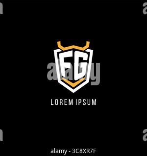 Initial FG geometric shield esport logo monogram design style vector graphic Stock Vector