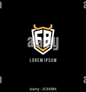 Initial FB geometric shield esport logo monogram design style vector graphic Stock Vector