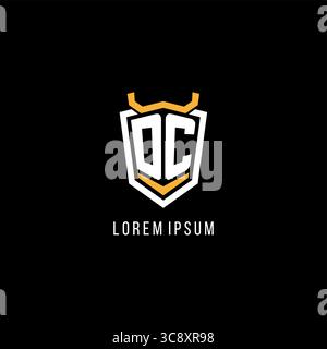 Initial DC geometric shield esport logo monogram design style vector graphic Stock Vector