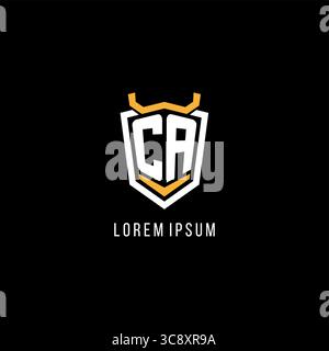 Initial CA geometric shield esport logo monogram design style vector graphic Stock Vector