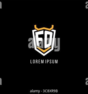 Initial FO geometric shield esport logo monogram design style vector graphic Stock Vector