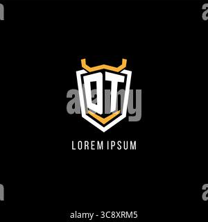 Initial DT geometric shield esport logo monogram design style vector graphic Stock Vector