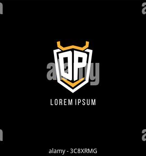Initial DP geometric shield esport logo monogram design style vector graphic Stock Vector