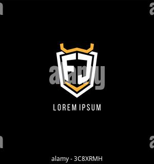 Initial FJ geometric shield esport logo monogram design style vector graphic Stock Vector