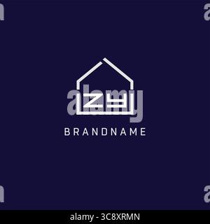 Initial letter ZY roof real estate logo design ideas vector graphic Stock Vector