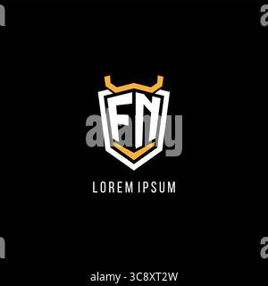 Initial FN geometric shield esport logo monogram design style vector graphic Stock Vector