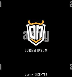 Initial DM geometric shield esport logo monogram design style vector graphic Stock Vector