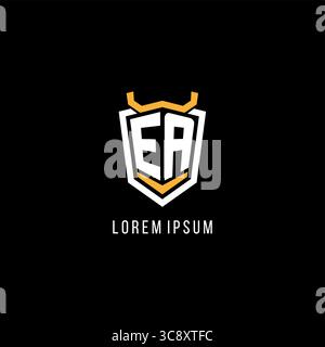 Initial EA geometric shield esport logo monogram design style vector graphic Stock Vector