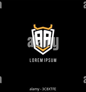 Initial AA geometric shield esport logo monogram design style vector graphic Stock Vector