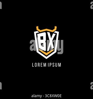 Initial BX geometric shield esport logo monogram design style vector graphic Stock Vector
