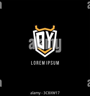 Initial DY geometric shield esport logo monogram design style vector graphic Stock Vector
