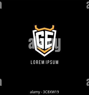 Initial GE geometric shield esport logo monogram design style vector graphic Stock Vector