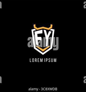 Initial FY geometric shield esport logo monogram design style vector graphic Stock Vector