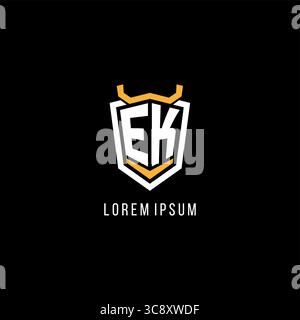 Initial EK geometric shield esport logo monogram design style vector graphic Stock Vector