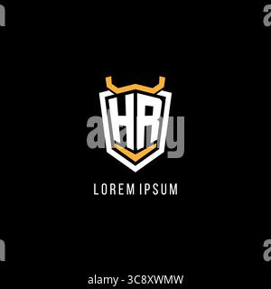 Initial HR geometric shield esport logo monogram design style vector graphic Stock Vector
