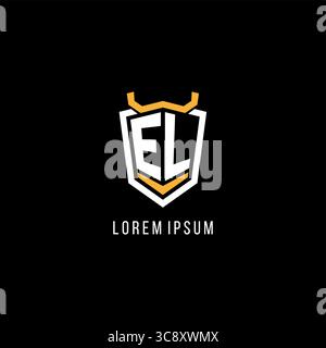 Initial EL geometric shield esport logo monogram design style vector graphic Stock Vector