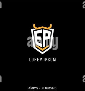 Initial EP geometric shield esport logo monogram design style vector graphic Stock Vector