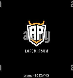 Initial AP geometric shield esport logo monogram design style vector graphic Stock Vector