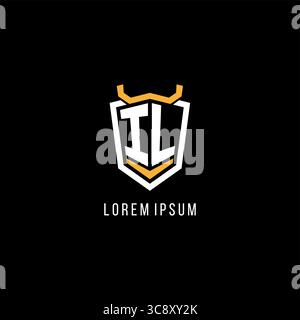 Initial IL geometric shield esport logo monogram design style vector graphic Stock Vector