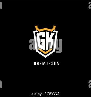 Initial GK geometric shield esport logo monogram design style vector graphic Stock Vector