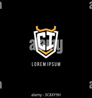 Initial CI geometric shield esport logo monogram design style vector graphic Stock Vector