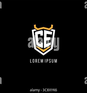 Initial CE geometric shield esport logo monogram design style vector graphic Stock Vector