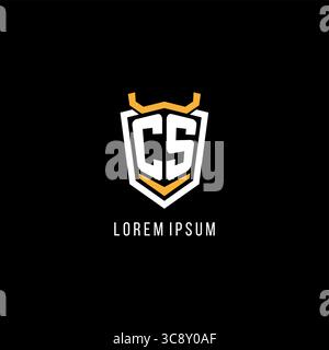 Initial CS geometric shield esport logo monogram design style vector graphic Stock Vector