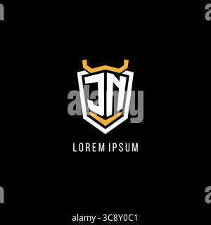 Initial JN geometric shield esport logo monogram design style vector graphic Stock Vector