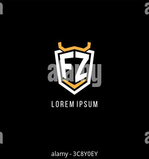 Initial FZ geometric shield esport logo monogram design style vector graphic Stock Vector
