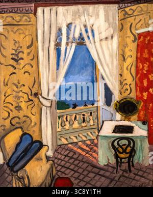 painting called Interior with Violin Case by Henri Matisse at the MOMA art museum in New York Stock Photo