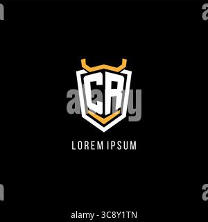 Initial CR geometric shield esport logo monogram design style vector graphic Stock Vector