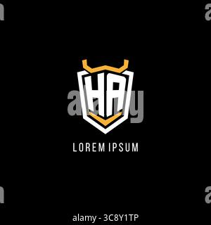 Initial HA geometric shield esport logo monogram design style vector graphic Stock Vector