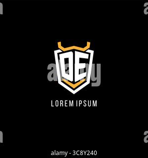 Initial DE geometric shield esport logo monogram design style vector graphic Stock Vector
