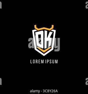 Initial DK geometric shield esport logo monogram design style vector graphic Stock Vector