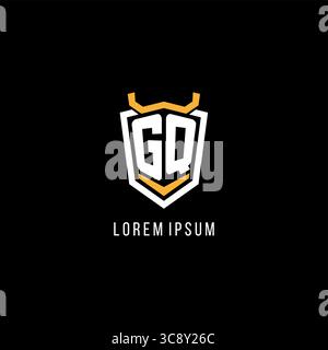 Initial GQ geometric shield esport logo monogram design style vector graphic Stock Vector