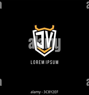 Initial JV geometric shield esport logo monogram design style vector graphic Stock Vector