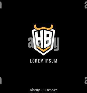 Initial HB geometric shield esport logo monogram design style vector graphic Stock Vector