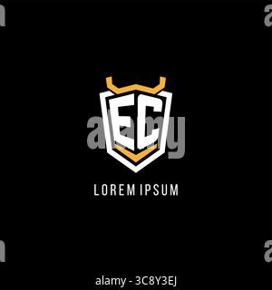 Initial EC geometric shield esport logo monogram design style vector graphic Stock Vector