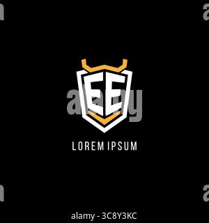 Initial EE geometric shield esport logo monogram design style vector graphic Stock Vector