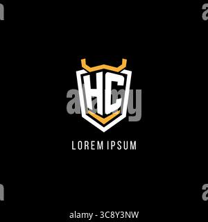 Initial HC geometric shield esport logo monogram design style vector graphic Stock Vector