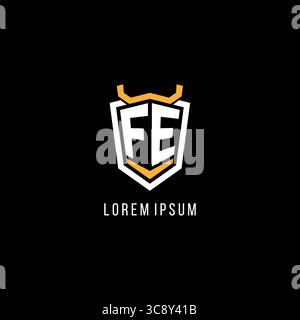 Initial FE geometric shield esport logo monogram design style vector graphic Stock Vector