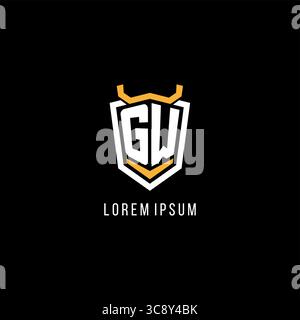 Initial GW geometric shield esport logo monogram design style vector graphic Stock Vector