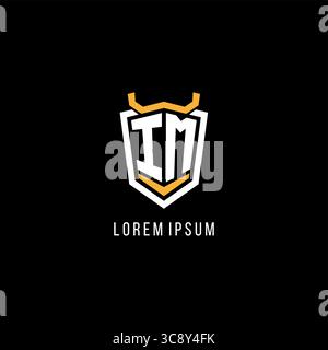 Initial IM geometric shield esport logo monogram design style vector graphic Stock Vector