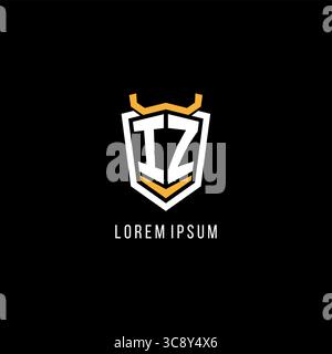 Initial IZ geometric shield esport logo monogram design style vector graphic Stock Vector
