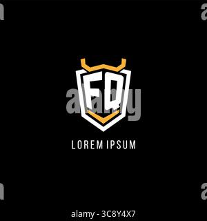 Initial FQ geometric shield esport logo monogram design style vector graphic Stock Vector