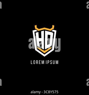 Initial HD geometric shield esport logo monogram design style vector graphic Stock Vector